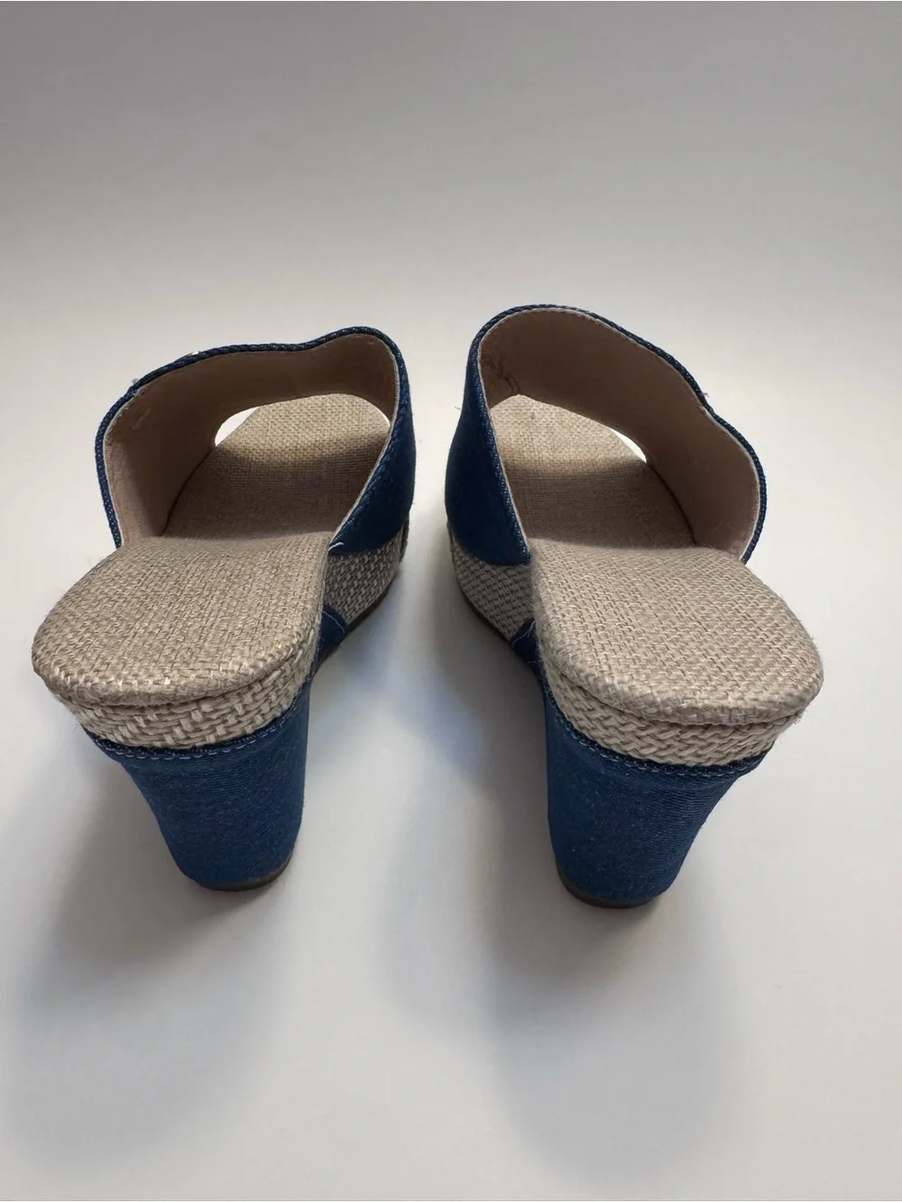 Denim Blue Wedge Slide Sandals for Women